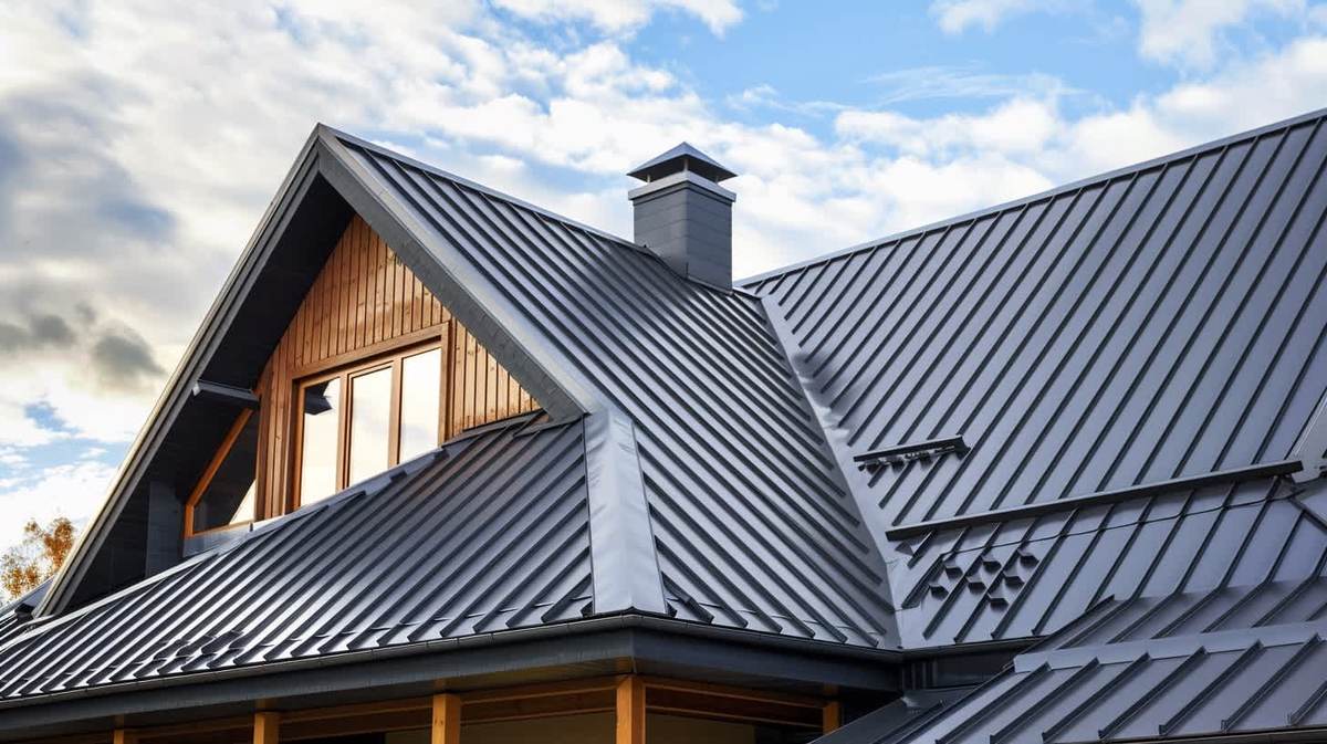 Kınık EPDM Kauçuk Çatı – antrasit kenet sistem metal çatıyla kaplanmış müstakil ev